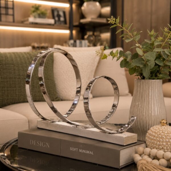 Escultura Circular em Inox Decorativa – Design Moderno e Sofisticado para Sala e Escritório