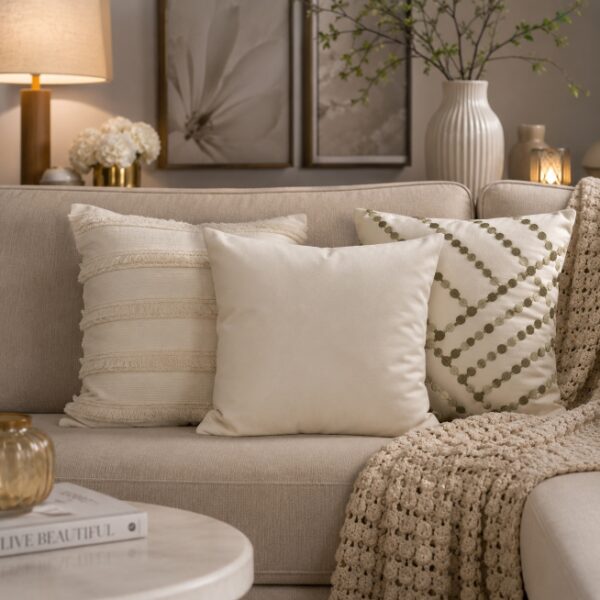 Almofada Veludo Soft Liso Off-White | Sofisticação e Conforto para sua Decoração