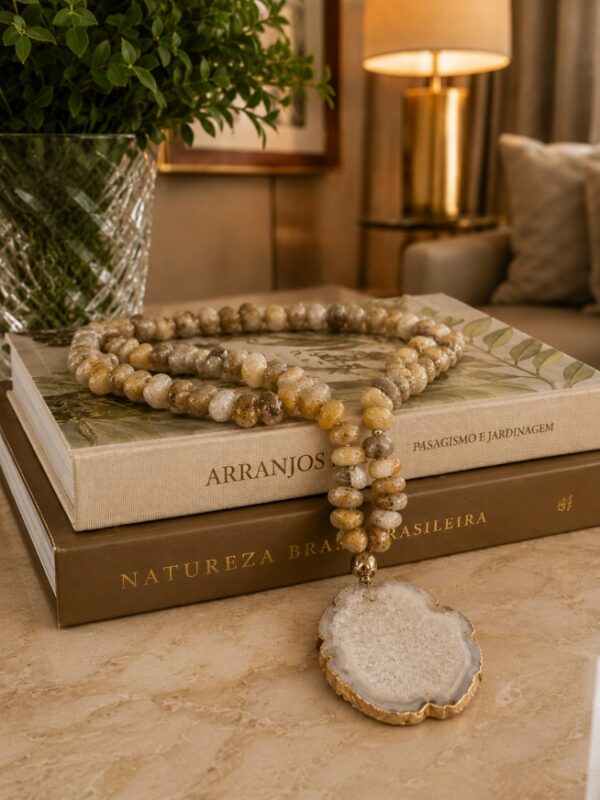Colar Pedras Aro P Ágata | Decoração Sofisticada com Pedras Naturais