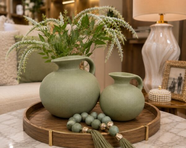 Kit Promocional Jarros Decorativos Verdes – Sofisticação em Dose Dupla para Sua Decoração