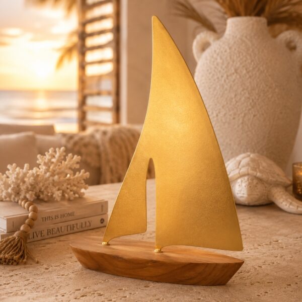 Veleiro Decorativo Grande | Escultura Náutica de Luxo para Ambientes Sofisticados