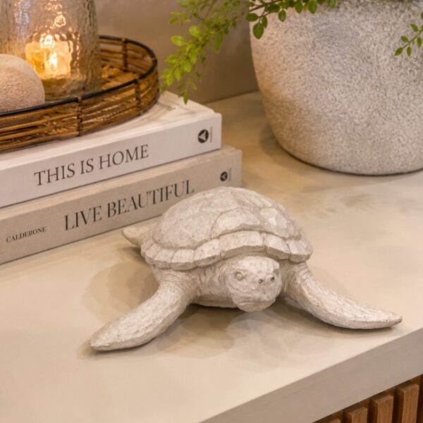 Tartaruga Decorativa em Resina | Escultura Coastal Chic para Ambientes Sofisticados