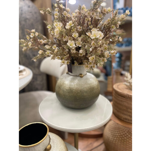 Vaso Decorativo de Metal Envelhecido Dourado – Tamanho G