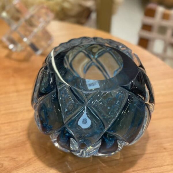 Vaso/Cachepot em Vidro Murano Azul – Facetas em Diamante